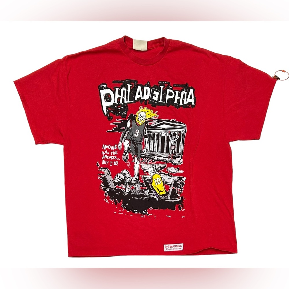 NEW Brand X Philadelphia 76ers Skull Allen Iverson T Shirt Sz XL Red Step Over